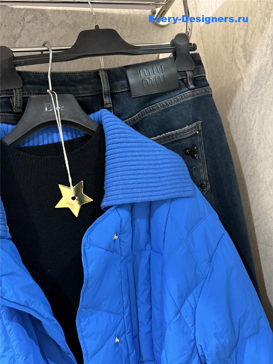 D10r cd blue wool collar down jacket