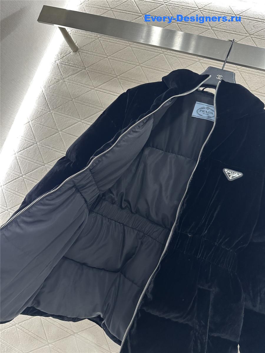 Pra*a navy velvet down jacket