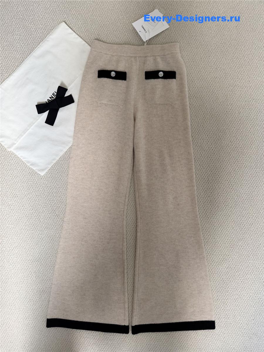 Ch**el soft textured knitted wide-leg pants