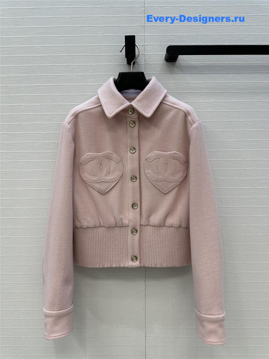 Ch**el heart-shaped cc pocket wool jacket suit