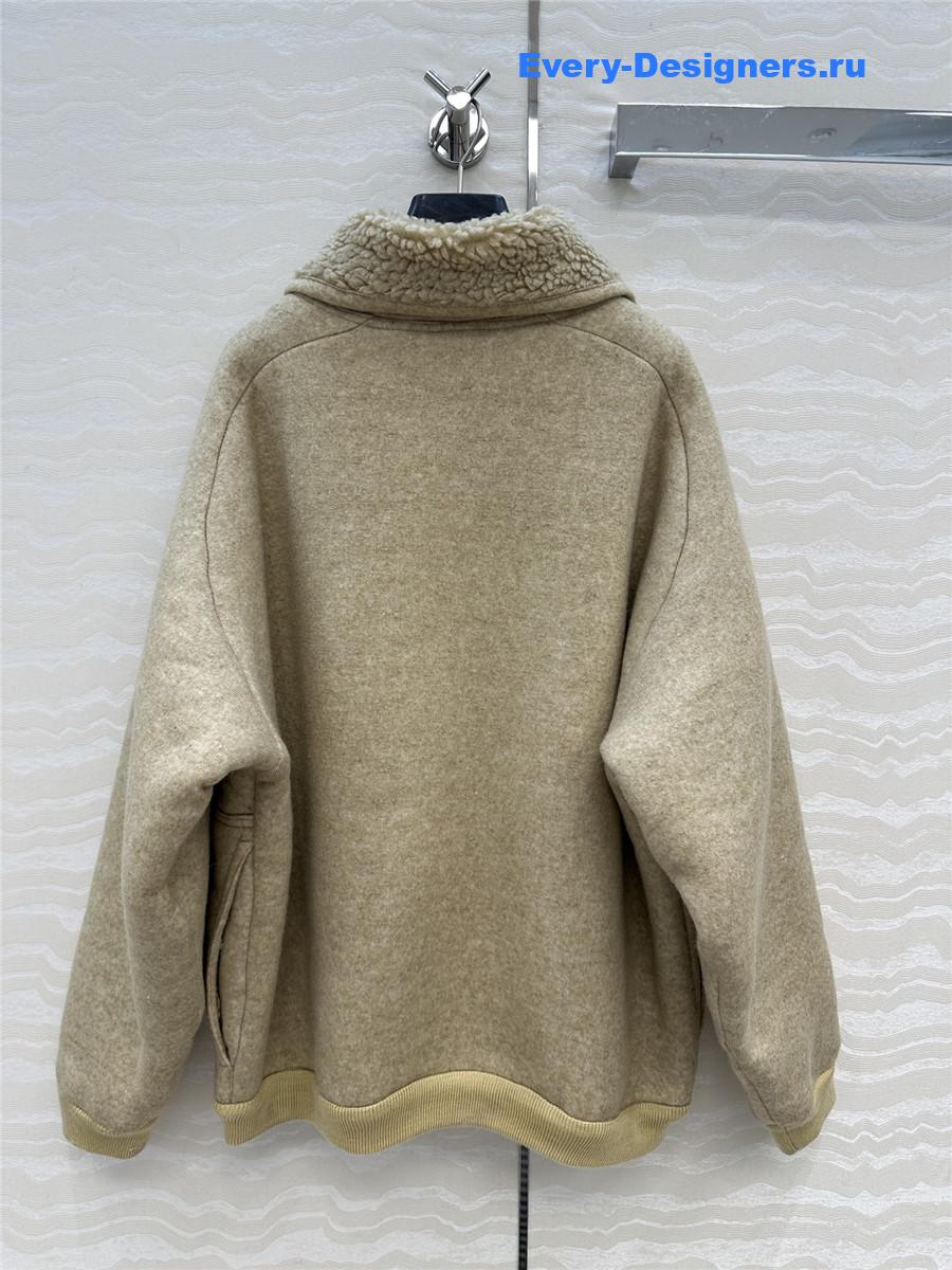 Miu Miu Fleece Zip-up Blouson Jacket