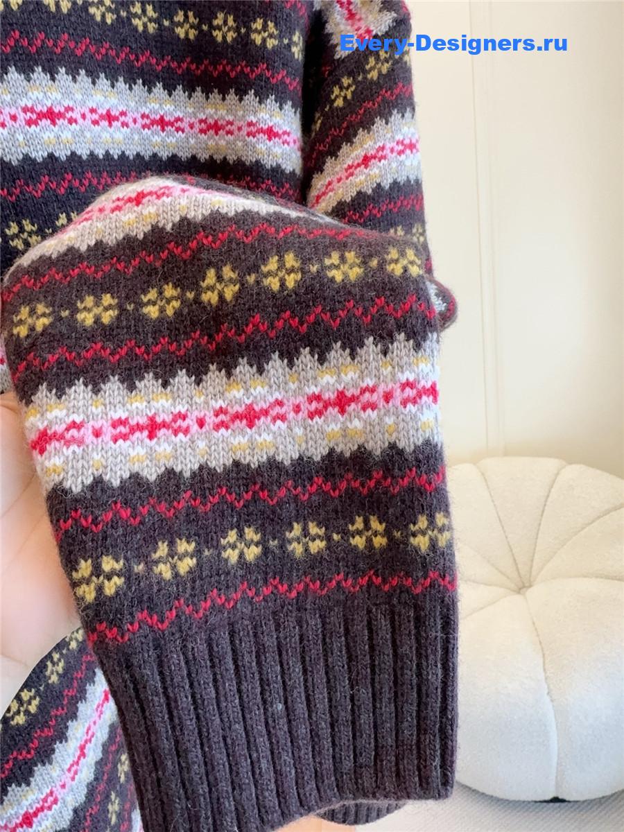 Miu Miu Dark Brown Wool Crew-neck Sweater