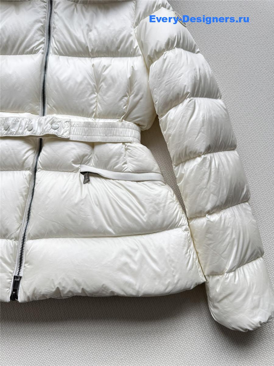 Moncler White Boed Belted Down Jacket