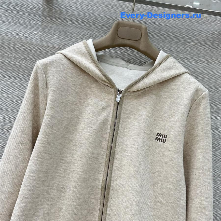 Miu Miu Beige Hooded Jacket Trousers Set
