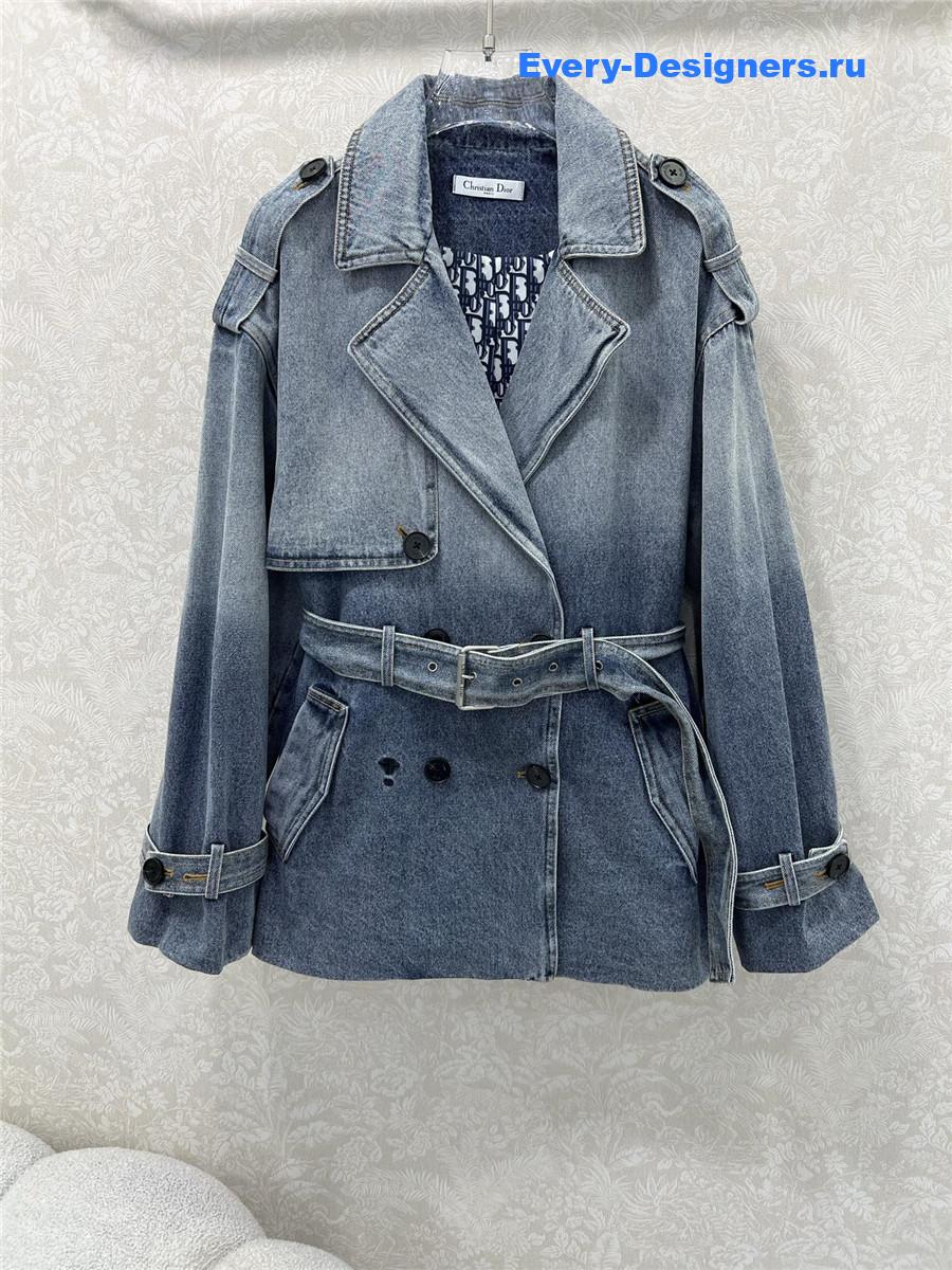 D10r double-breasted belted denim jacket