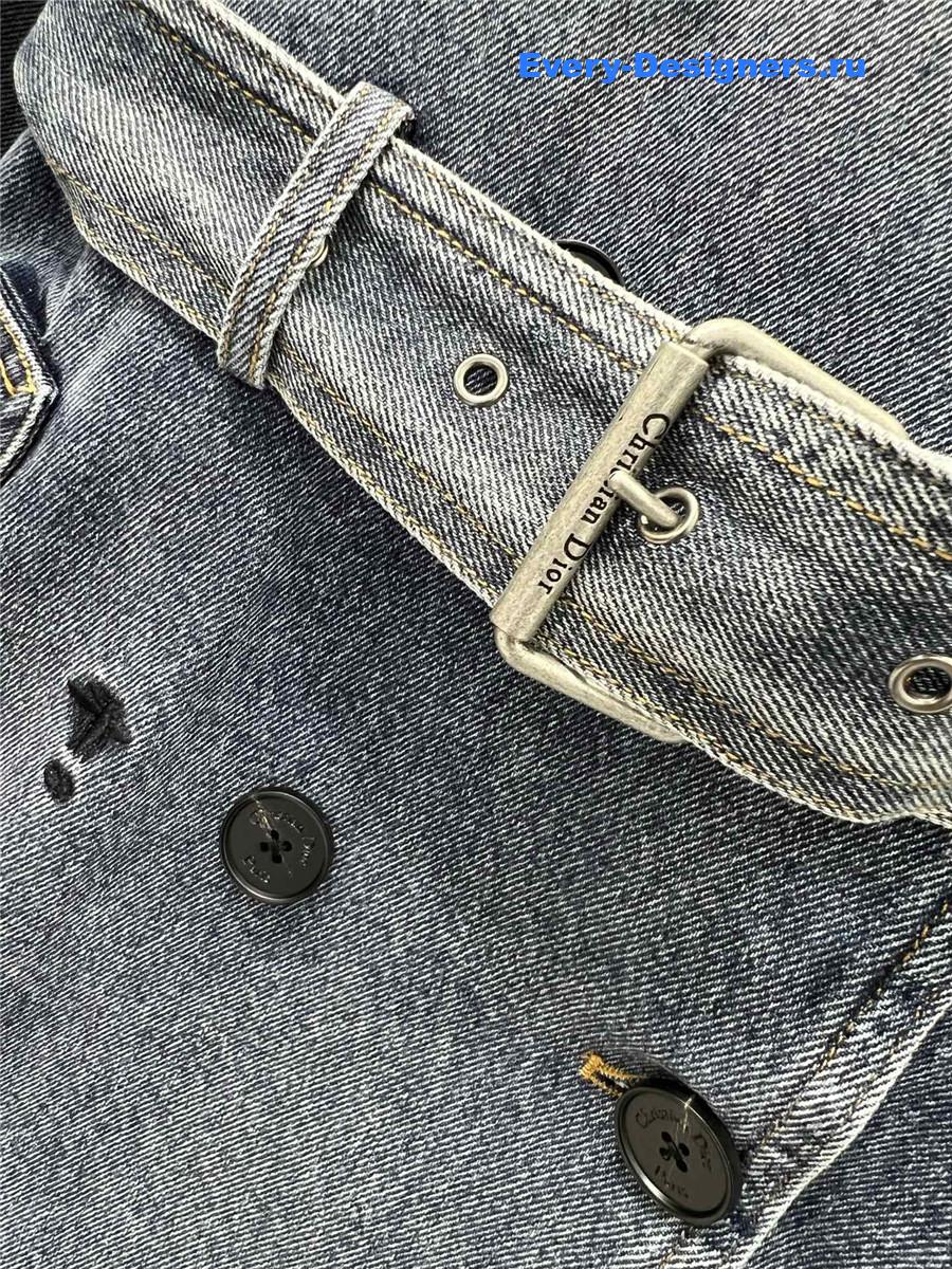 D10r double-breasted belted denim jacket