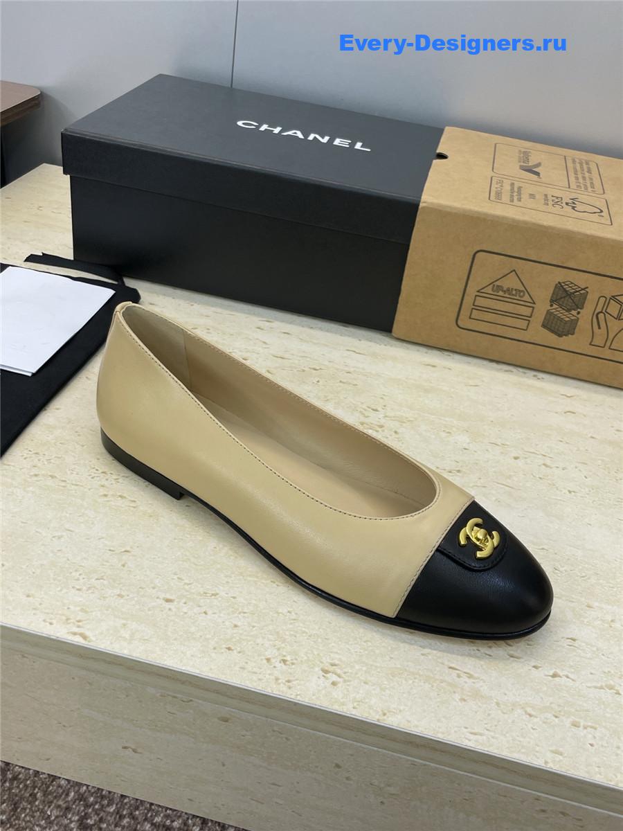 Ch**el beige lambskin ballet flats