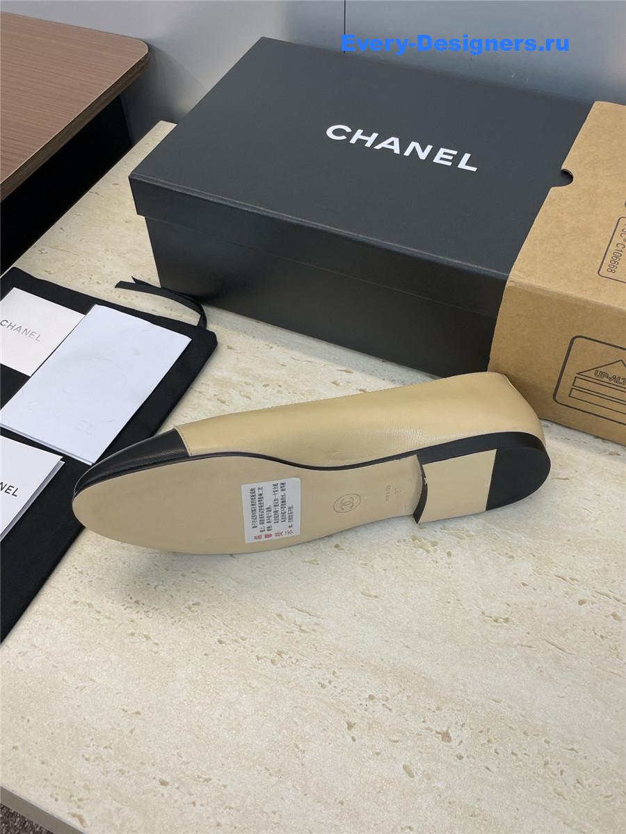 Ch**el beige lambskin ballet flats