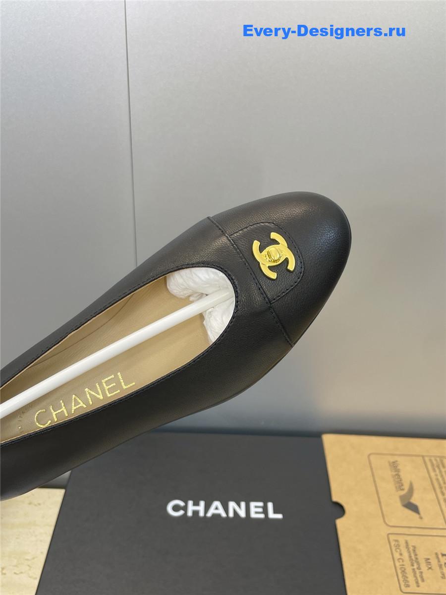 Ch**el black lambskin ballet flats