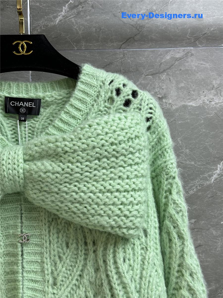 Ch**el light green bow knit dress
