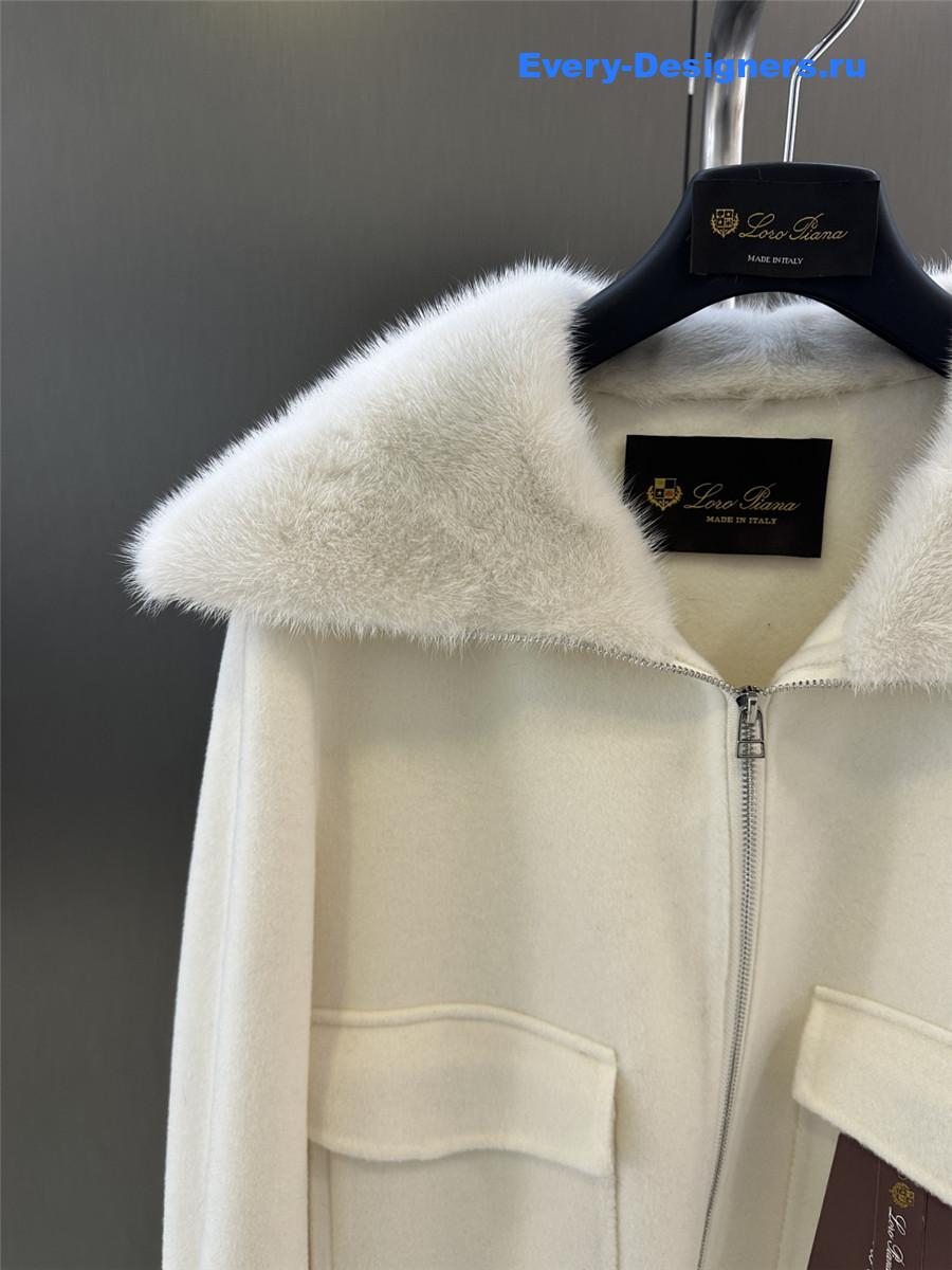 L0r0 P1ana lapel mink cashmere zip-up jacket