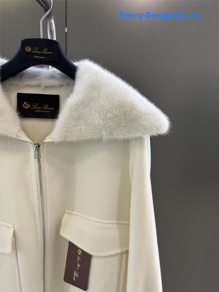 L0r0 P1ana lapel mink cashmere zip-up jacket