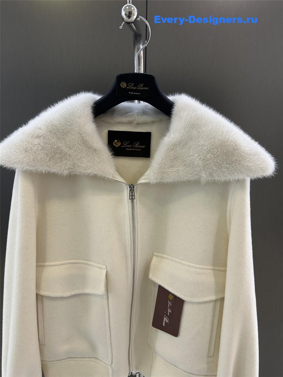 L0r0 P1ana lapel mink cashmere zip-up jacket