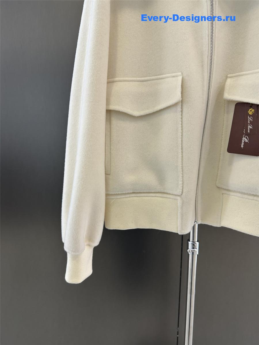 L0r0 P1ana lapel mink cashmere zip-up jacket