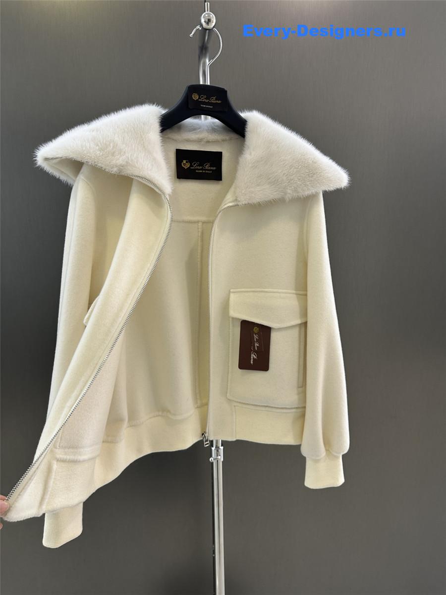 L0r0 P1ana lapel mink cashmere zip-up jacket