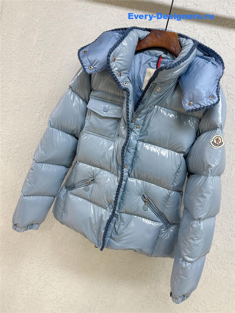 Moncler Blue Glareins Hooded Short Down Jacket
