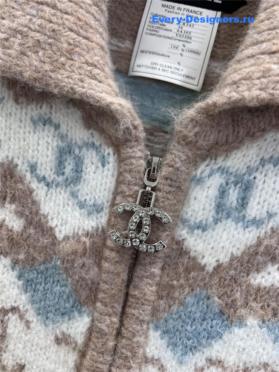 Ch**el cc knitted zipper cardigan jacket