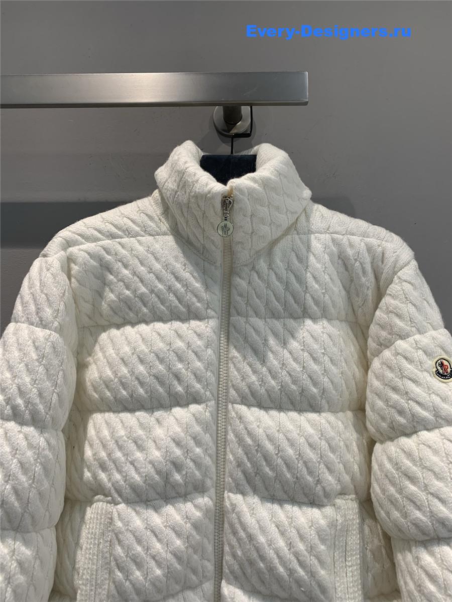 Moncler White Padded Wool & Cotton Zip-Up Cardigan