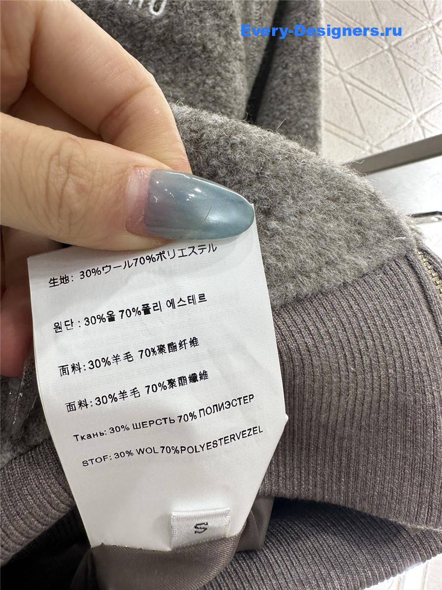 Miu Miu Grey Hooded Drawstring Lambswool Zip-up Jacket