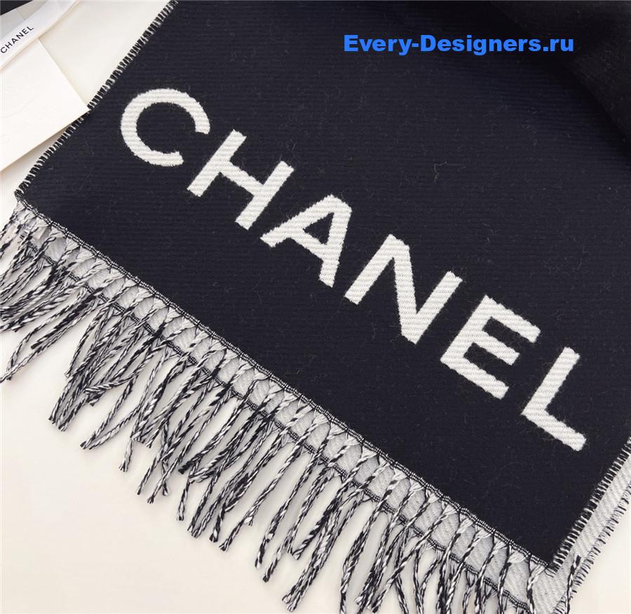Ch**el black logo cashmere scarf