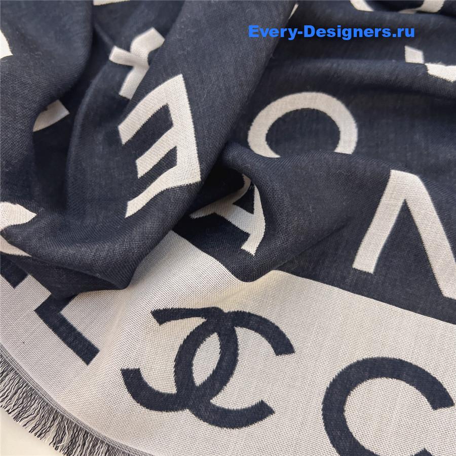 Ch**el denim double jacquard cashmere scarf