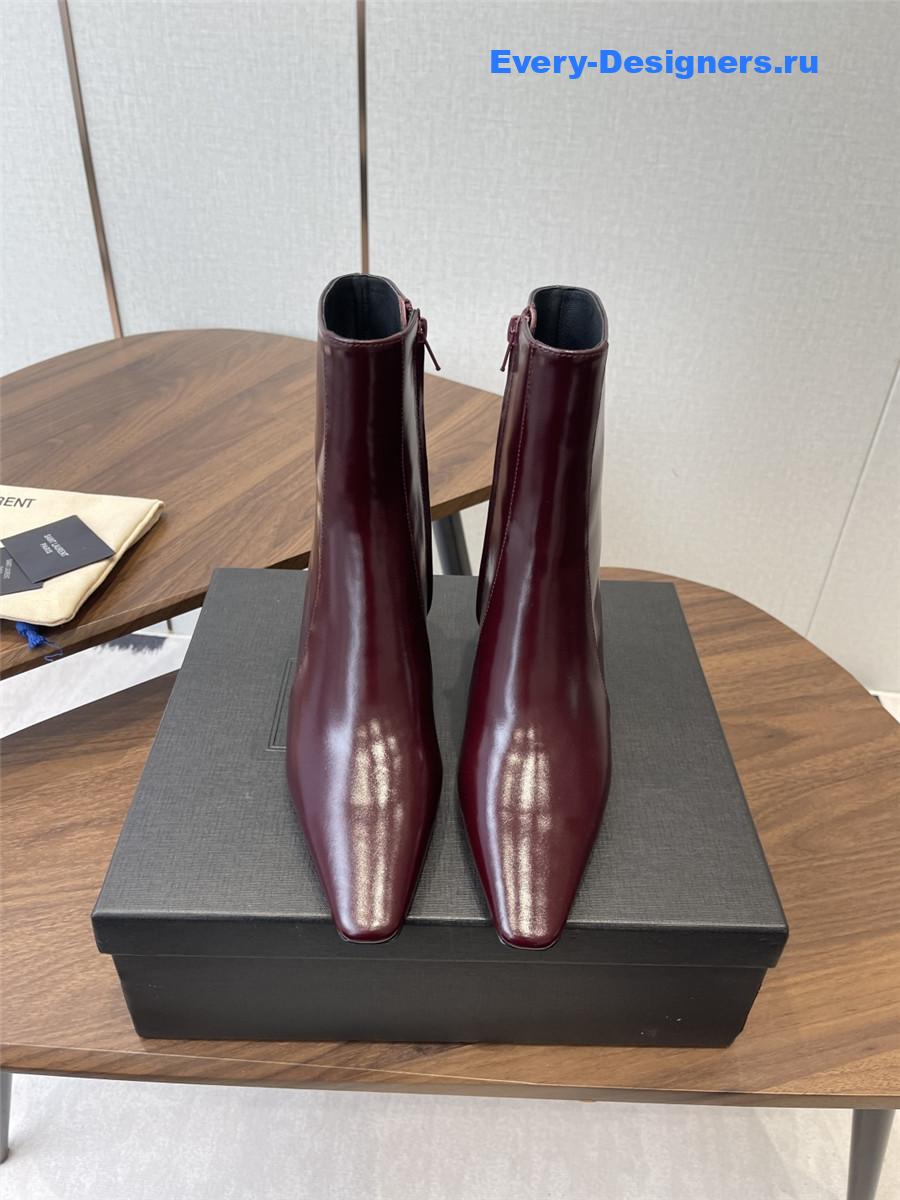 Sa1nt Lau*nt rainer burgundy waxed leather boots