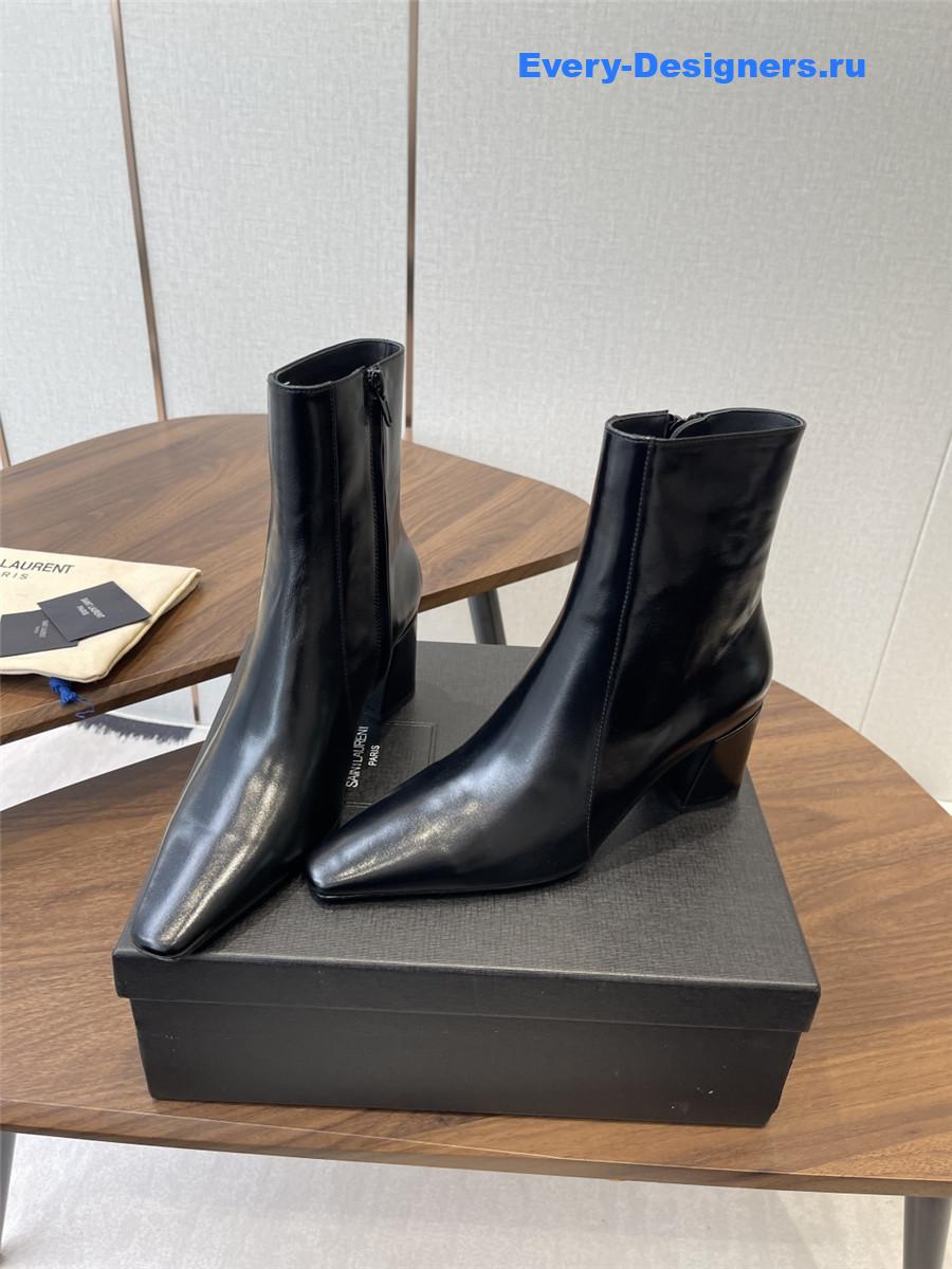 Sa1nt Lau*nt rainer black waxed leather boots