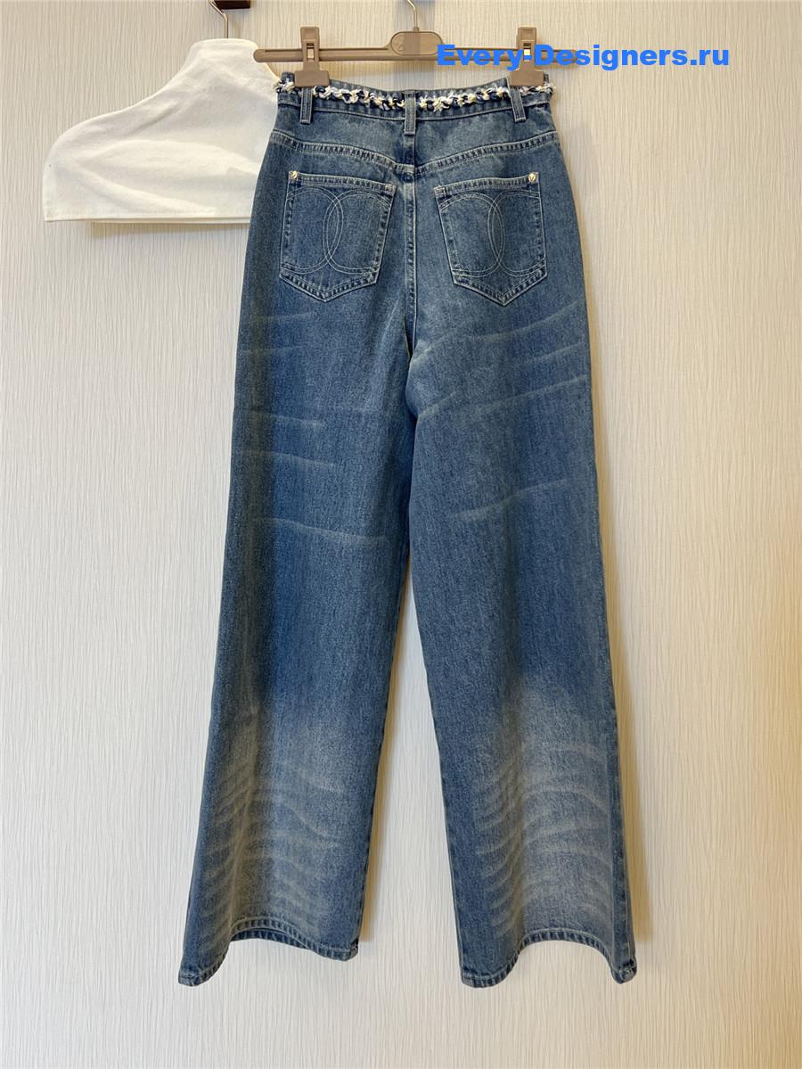 Ch**el high rise woven wide leg jeans