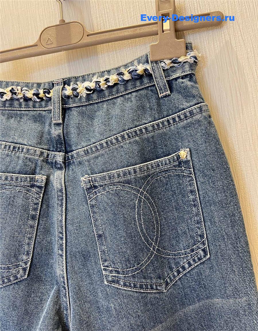 Ch**el high rise woven wide leg jeans