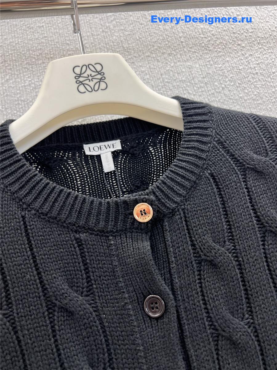 L0ew* black cotton logo cardigan