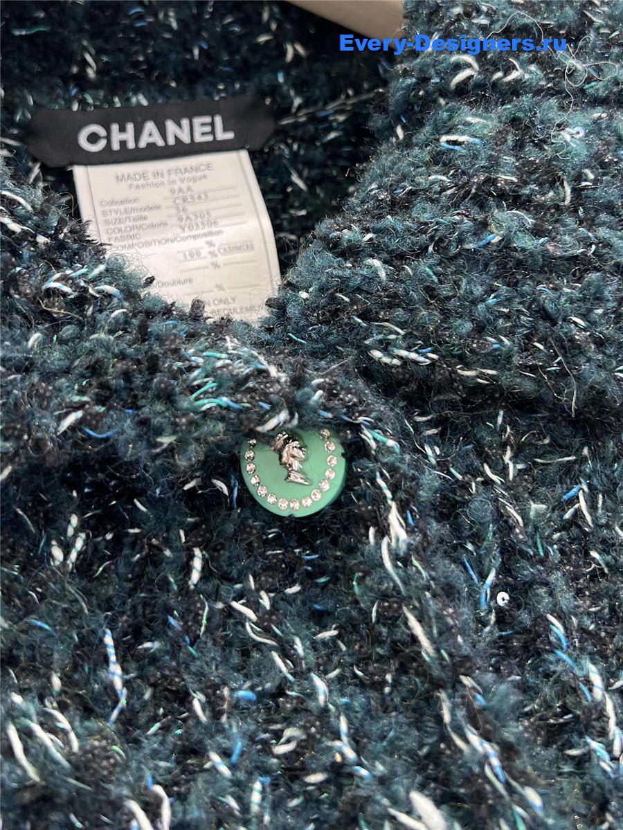 Ch**el green cashmere knit cardigan