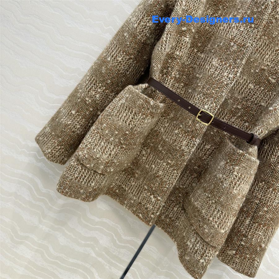 L0r0 P1ana brown wool tweed check coat