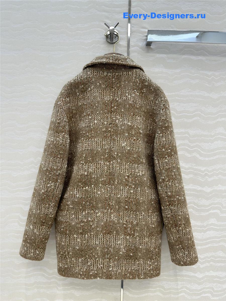 L0r0 P1ana brown wool tweed check coat