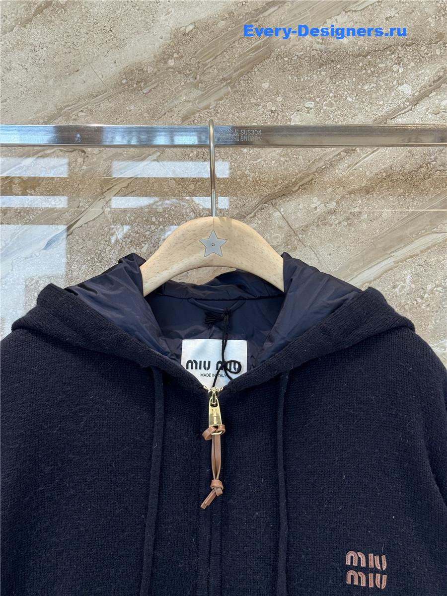 Miu Miu Navy Logo Hoodie