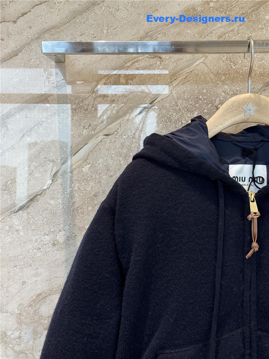 Miu Miu Navy Logo Hoodie