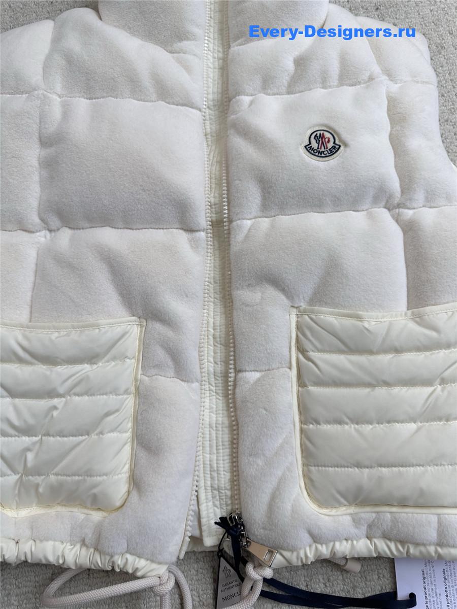 Moncler White Velvet Down Vest