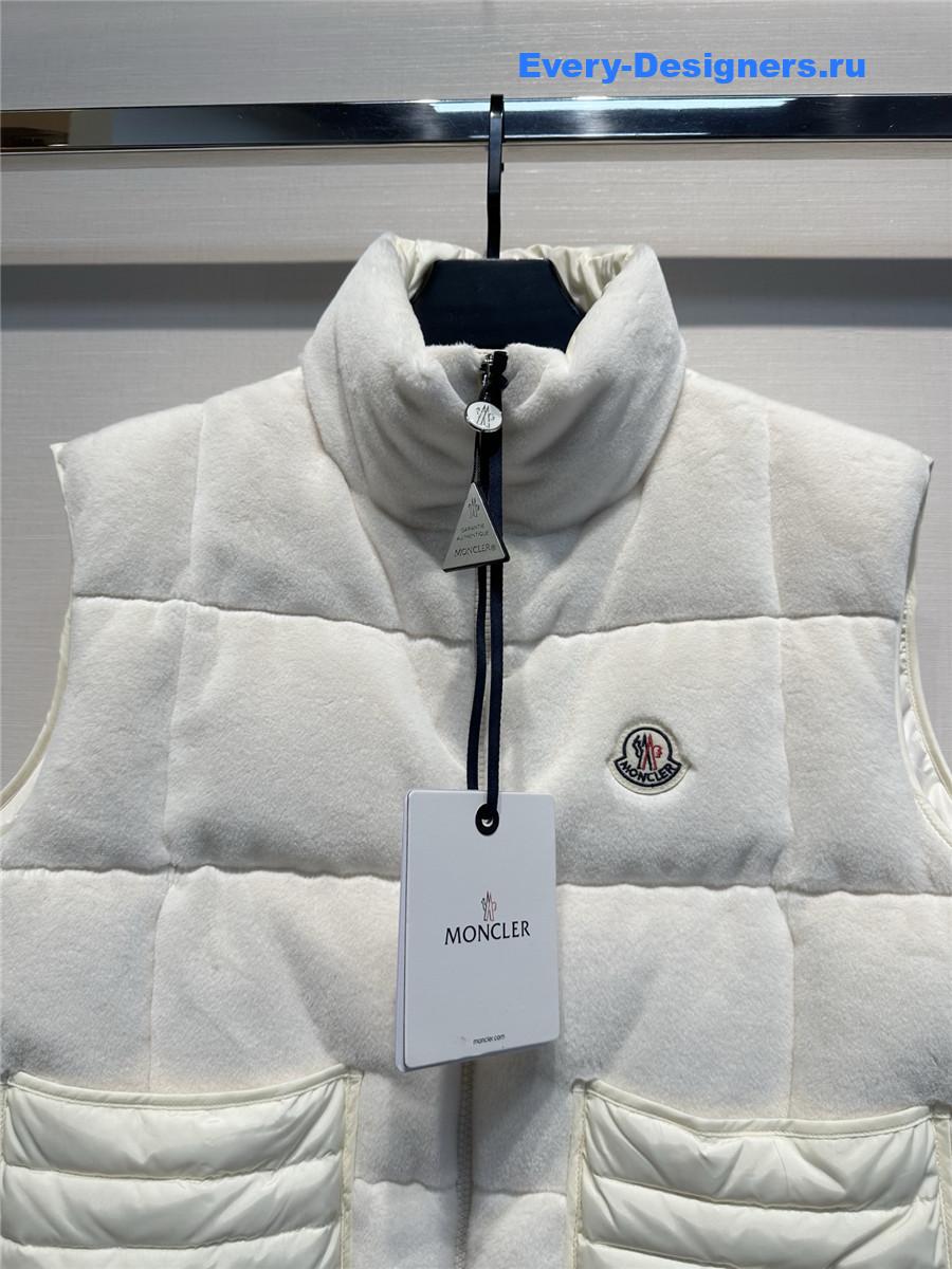 Moncler White Velvet Down Vest