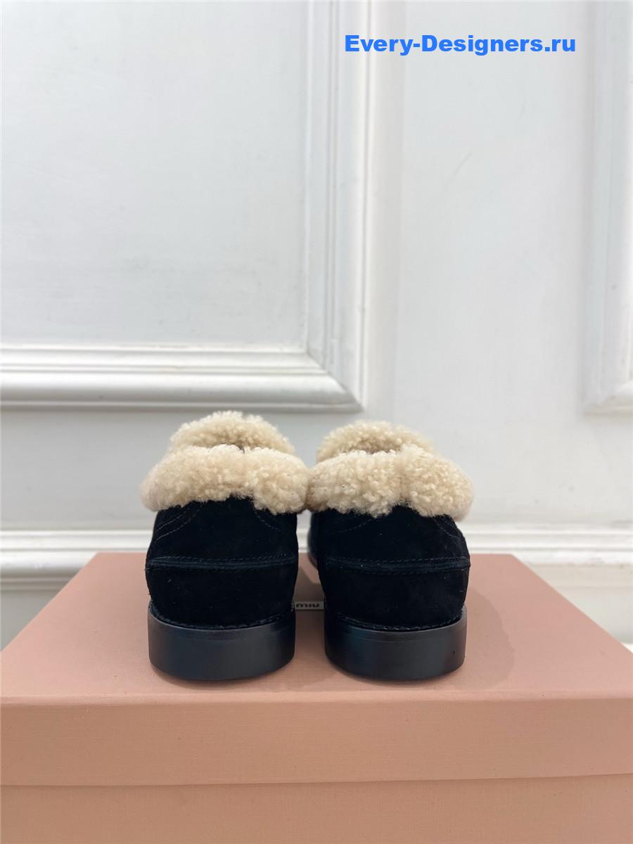 Miu Miu Black Leather Shearling Loafers