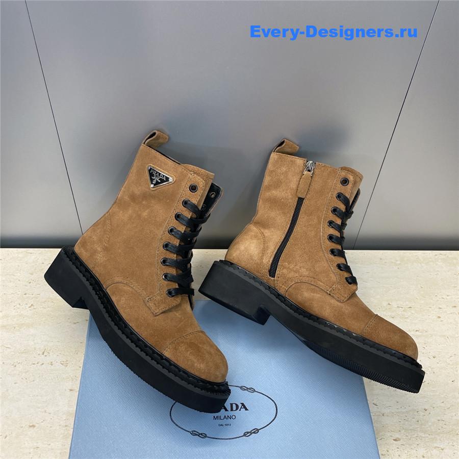 Pra*a brown suede lace-up boots