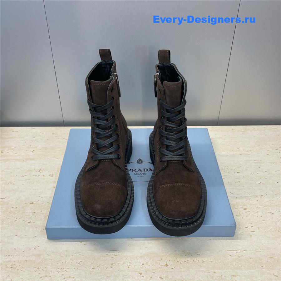 Pra*a dark brown suede lace-up boots