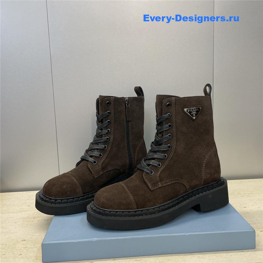Pra*a dark brown suede lace-up boots
