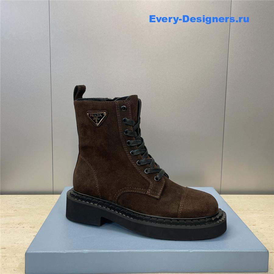 Pra*a dark brown suede lace-up boots