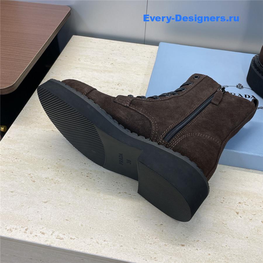 Pra*a dark brown suede lace-up boots