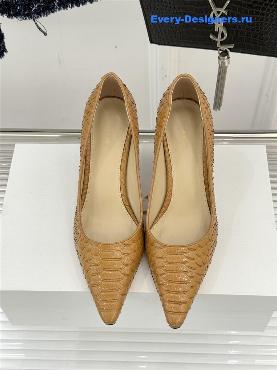 The R0w liisa python almond kitten heel pump