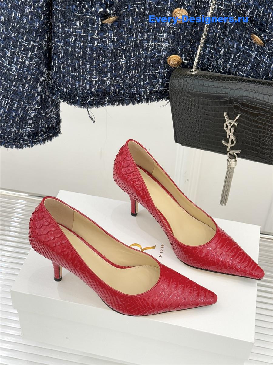The R0w fuchsia liisa python almond kitten heel pump