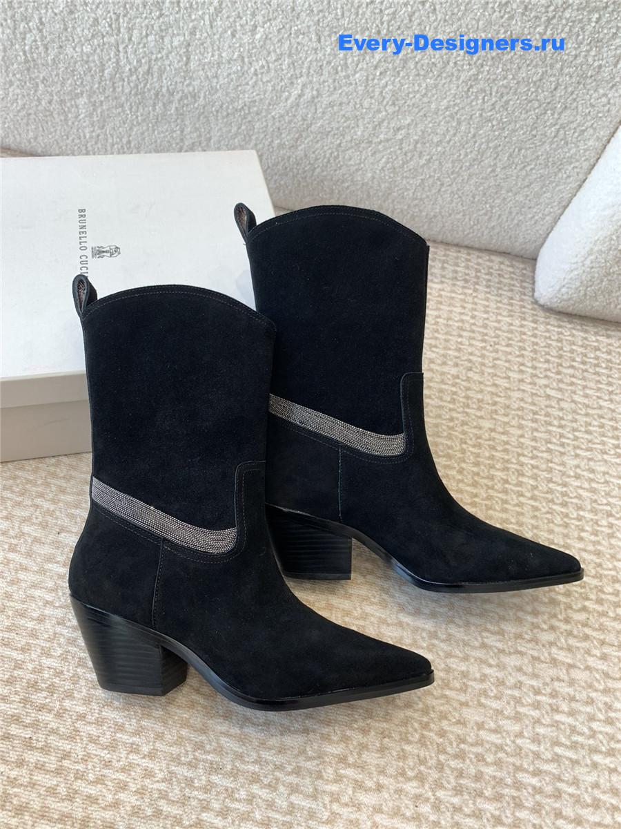 BC Black Suede Western Cowboy Boots