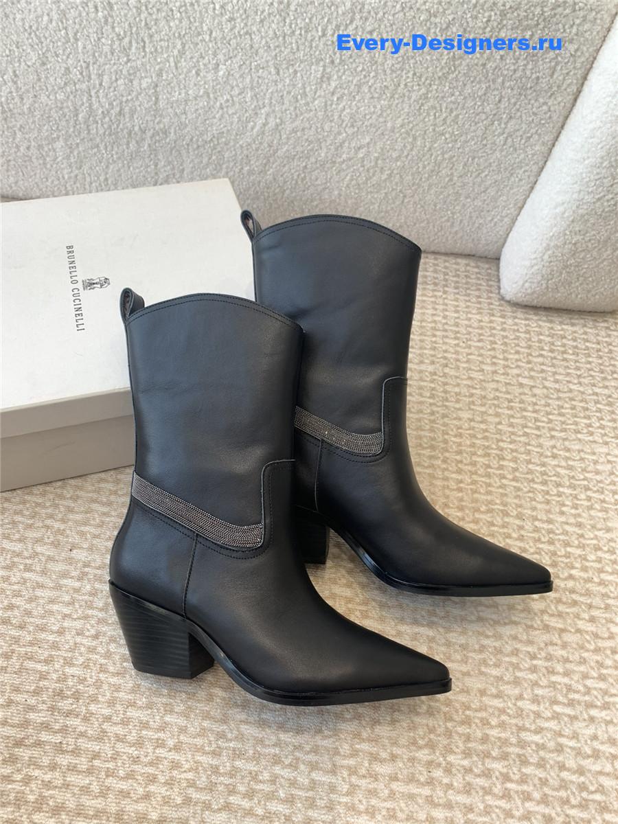 BC Black Leather Western Cowboy Boots