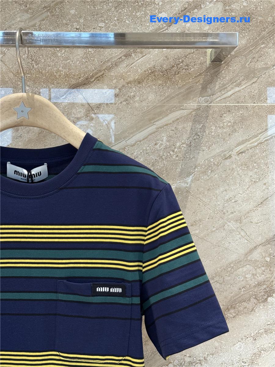 Miu Miu Striped Jersey T-Shirt