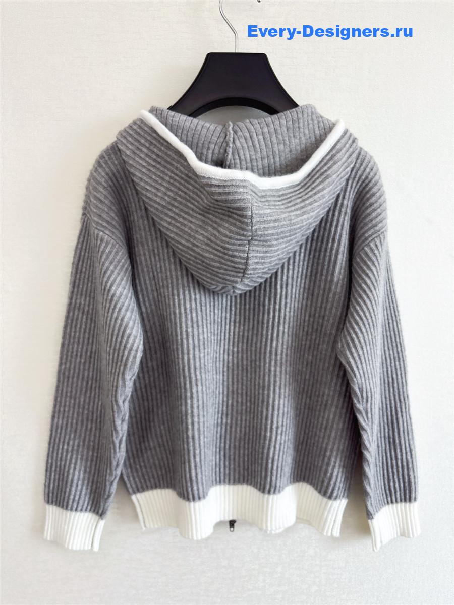 Ce1i*e grey triomphe logo knit hoodie