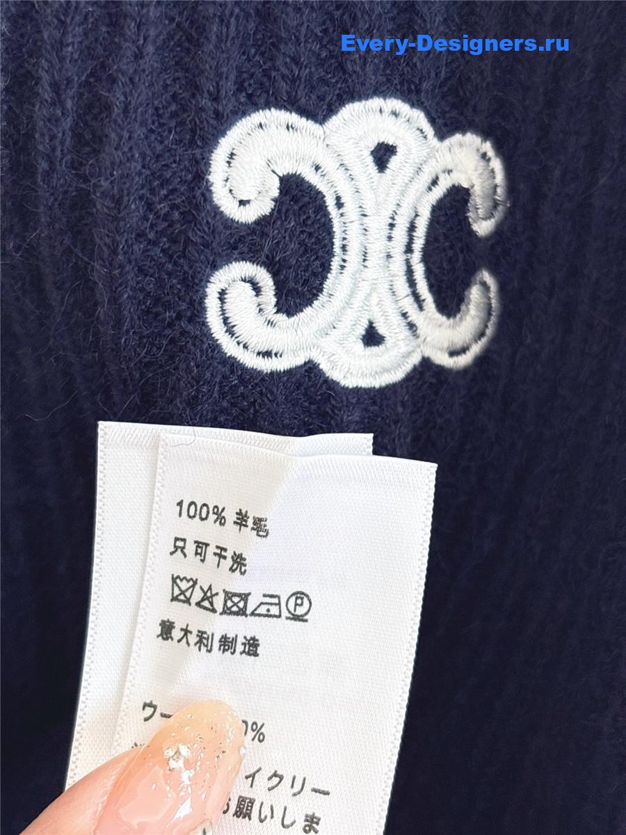 Ce1i*e navy blue triomphe logo knit hoodie
